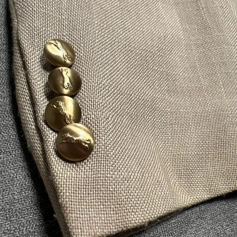 Vintage Le Tigre Sport Coat Mens 42 Beige Blazer Patch Pocket Made USA Classic